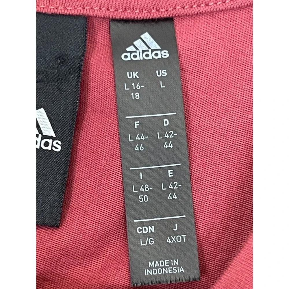Adidas Mens Maroon 3-Stripe Short Sleeve T-Shirt Large Center Logo Sporty Casual